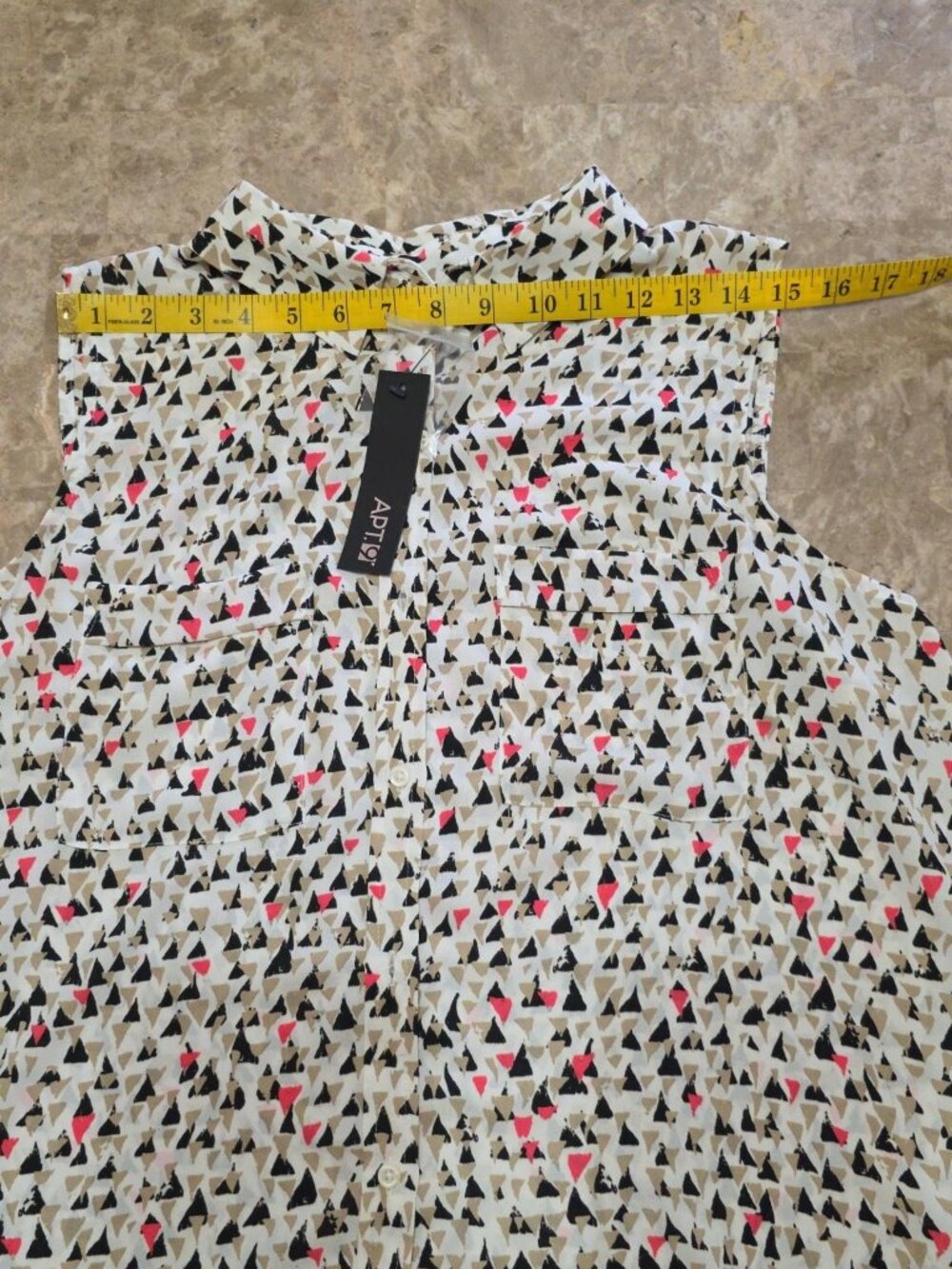 Sleeveless V-Neck Summer Top black tan pink white high-low hem large Apt. 9 - Picture 11 of 16